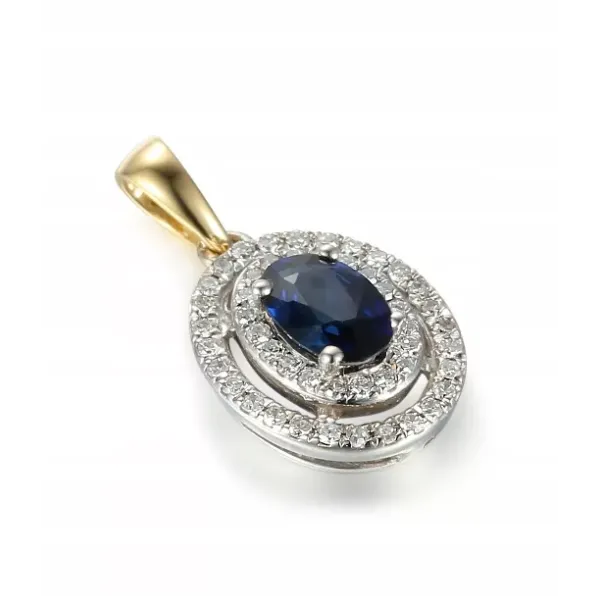 ZŁOTA ZAWIESZKA SZAFIR 0,72CT DIAMENTY PREZENT