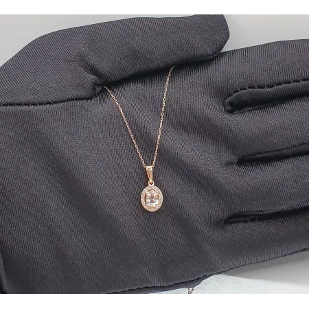 ZAWIESZKA MORGANIT DIAMENTY 585 RÓŻOWE ZŁOTO