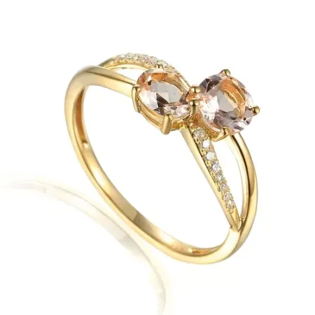 ZŁOTY PIERŚCIONEK MORGANITY DIAMENTY pr 585 ZŁOTY PIERŚCIONEK MORGANITY DIAMENTY pr 585