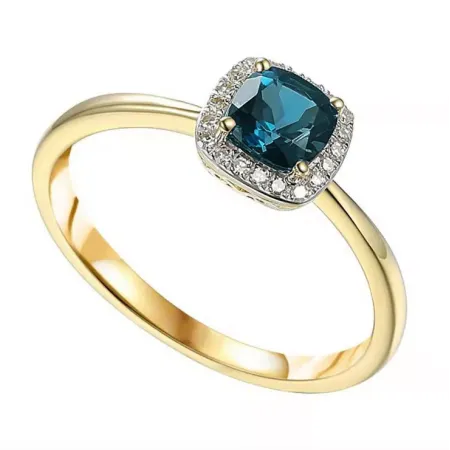 Pierścionek Topaz London Blue i Diamenty pr 585 Pierścionek Topaz London Blue i Diamenty pr 585