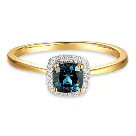 Pierścionek Topaz London Blue i Diamenty pr 585 Pierścionek Topaz London Blue i Diamenty pr 585