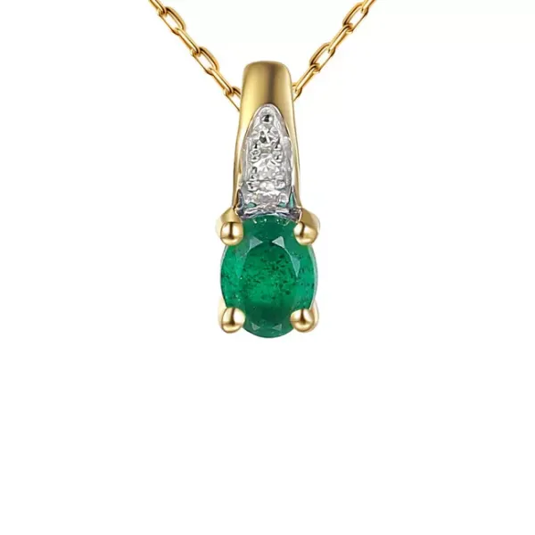 Złota Zawieszka 585 Szmaragd i Diamenty 