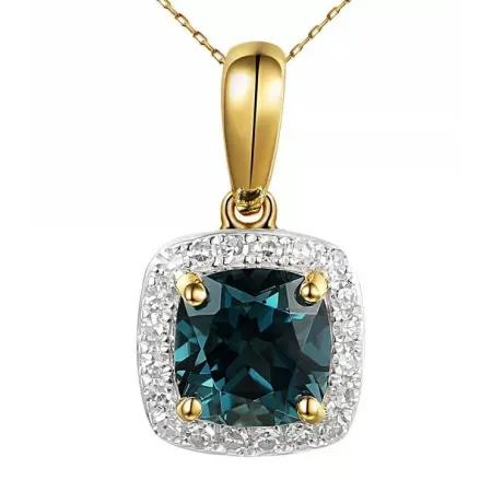 ZŁOTA ZAWIESZKA Z LONDON BLUE TOPAZEM I DIAMENTAMI ZŁOTA ZAWIESZKA Z LONDON BLUE TOPAZEM I DIAMENTAMI