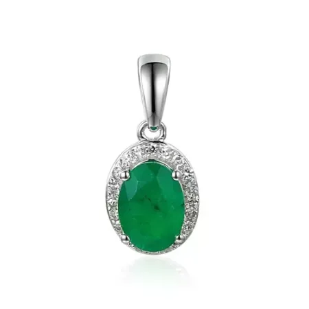 Zawieszka Białe Złoto Szmaragd Diamenty pr 585 Zawieszka Białe Złoto Szmaragd Diamenty pr 585