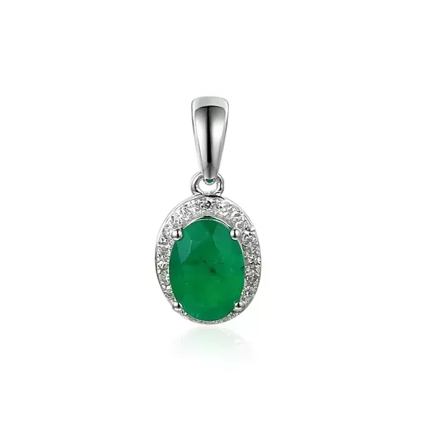 Zawieszka Białe Złoto Szmaragd Diamenty pr 585