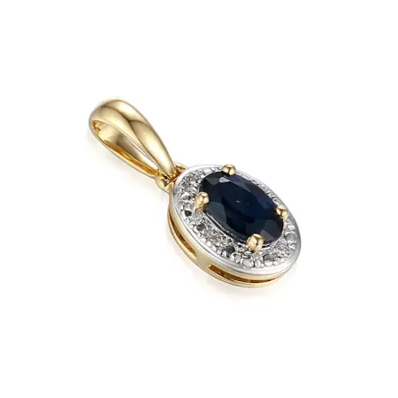 Złota 585 Zawieszka z Szafirem i Diamentami Złota 585 Zawieszka z Szafirem i Diamentami