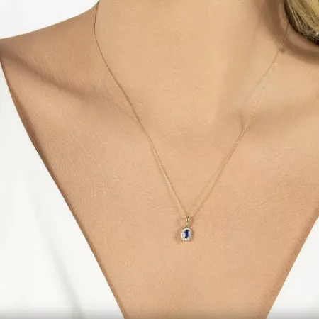 Złota 585 Zawieszka z Szafirem i Diamentami Złota 585 Zawieszka z Szafirem i Diamentami