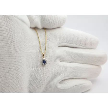Złota 585 Zawieszka z Szafirem i Diamentami Złota 585 Zawieszka z Szafirem i Diamentami