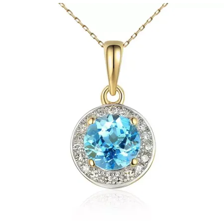 ZŁOTA 585 ZAWIESZKA TOPAZ Z DIAMENTAMI ZŁOTA 585 ZAWIESZKA TOPAZ Z DIAMENTAMI
