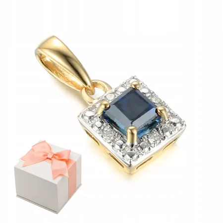 ZŁOTA ZAWIESZKA SZAFIR DIAMENTY PRÓBA 585 ZŁOTA ZAWIESZKA SZAFIR DIAMENTY PRÓBA 585