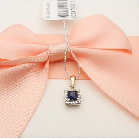 ZŁOTA ZAWIESZKA SZAFIR DIAMENTY PRÓBA 585 ZŁOTA ZAWIESZKA SZAFIR DIAMENTY PRÓBA 585