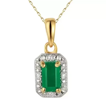 ZŁOTA 585 ZAWIESZKA SZMARAGD I DIAMENTY ELEGANCKA ZŁOTA 585 ZAWIESZKA SZMARAGD I DIAMENTY ELEGANCKA