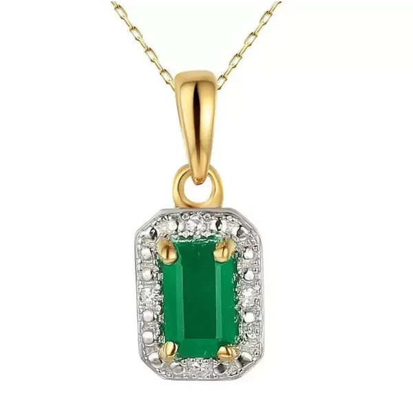ZŁOTA 585 ZAWIESZKA SZMARAGD I DIAMENTY ELEGANCKA