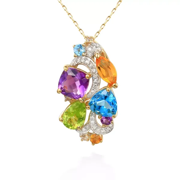 Zawieszka 14K Ametyst Cytryn Topaz Perydot Diament