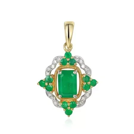 ZŁOTA ZAWIESZKA 14K SZMARAGDY DIAMENTY
