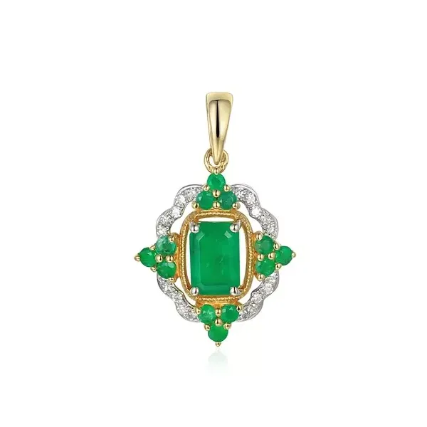 ZŁOTA ZAWIESZKA 14K SZMARAGDY DIAMENTY