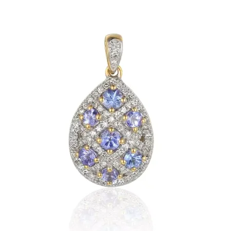 ZŁOTA ZAWIESZKA TANZANITY DIAMENTY 585 PREZENT ZŁOTA ZAWIESZKA TANZANITY DIAMENTY 585 PREZENT