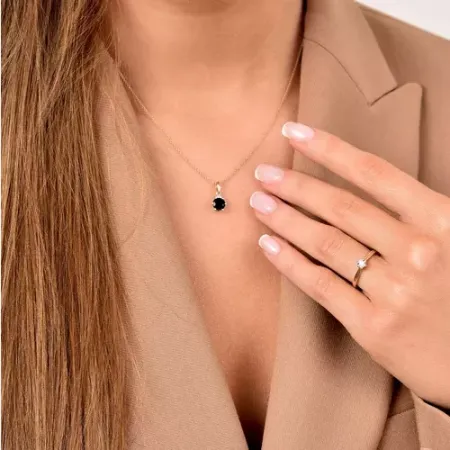 Złota Zawieszka Agat Diamenty Próba 585