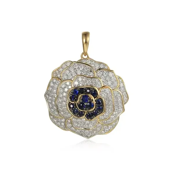 Złota Elegancka Zawieszka Szafir Diamenty pr 585