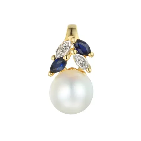 Zawieszka 585 Perła Szafir Diamenty na Prezent Zawieszka 585 Perła Szafir Diamenty na Prezent