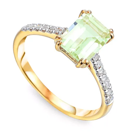 PIERŚCIONEK 585 ZIELONY AMETYST DIAMENTY GRAWER PIERŚCIONEK 585 ZIELONY AMETYST DIAMENTY GRAWER