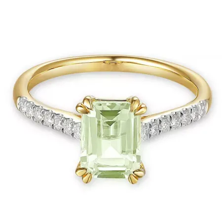 PIERŚCIONEK 585 ZIELONY AMETYST DIAMENTY GRAWER PIERŚCIONEK 585 ZIELONY AMETYST DIAMENTY GRAWER