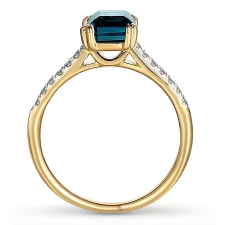 PIERŚCIONEK 585 TOPAZ LONDON BLUE DIAMENTY GRAWER PIERŚCIONEK 585 TOPAZ LONDON BLUE DIAMENTY GRAWER