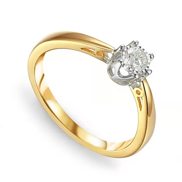 ZŁOTY 585 PIERŚCIONEK ZARĘCZYNOWY BRYLANT 0.08ct