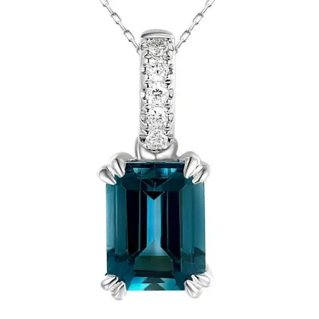 ZAWIESZKA BIAŁE ZŁOTO TOPAZ LONDON BLUE I DIAMENTY ZAWIESZKA BIAŁE ZŁOTO TOPAZ LONDON BLUE I DIAMENTY