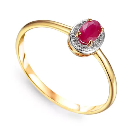 Zaręczynowy 14K Pierścionek Rubin Diamenty Grawer Zaręczynowy 14K Pierścionek Rubin Diamenty Grawer