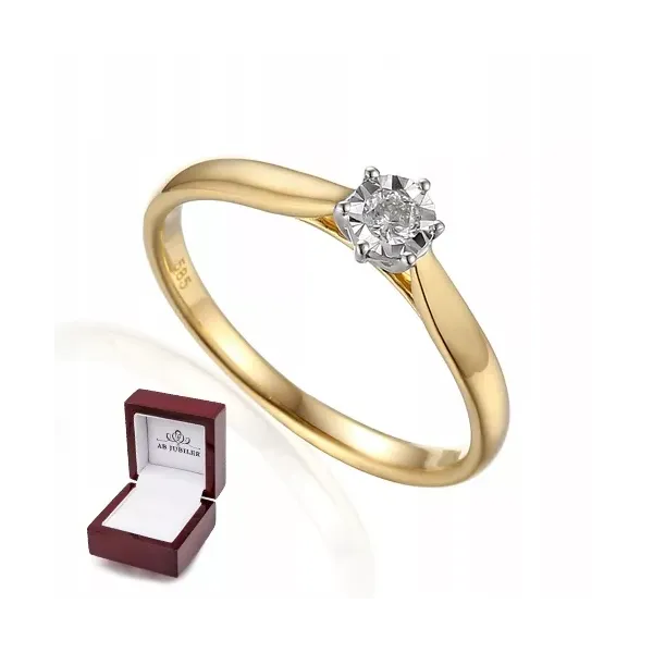 ZŁOTY 14K PIERŚCIONEK ZARĘCZYNOWY BRYLANT 0.15ct