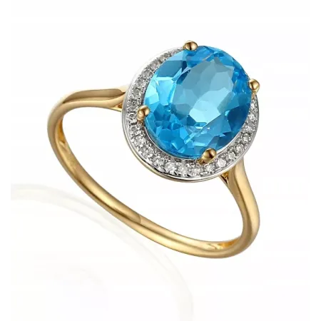 ZŁOTY PIERŚCIONEK DUŻY TOPAZ DIAMENTY PRÓBA 585 ZŁOTY PIERŚCIONEK DUŻY TOPAZ DIAMENTY PRÓBA 585