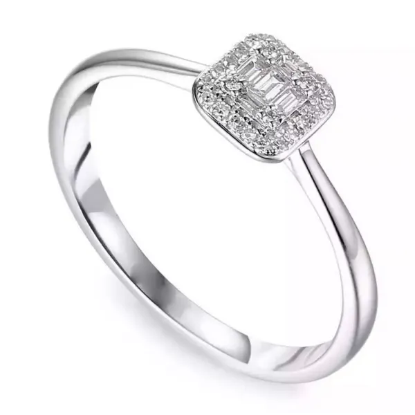 ELEGANCKI PIERŚCIONEK DIAMENTY GRAWER BIAŁE ZŁOTO