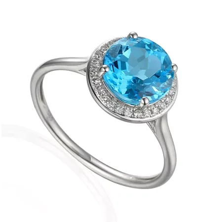 PIERŚCIONEK 585 DUŻY TOPAZ DIAMENTY BIAŁE ZŁOTO PIERŚCIONEK 585 DUŻY TOPAZ DIAMENTY BIAŁE ZŁOTO