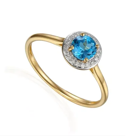 ZŁOTY PIERŚCIONEK TOPAZ DIAMENT PRÓBA 585 PREZENT ZŁOTY PIERŚCIONEK TOPAZ DIAMENT PRÓBA 585 PREZENT