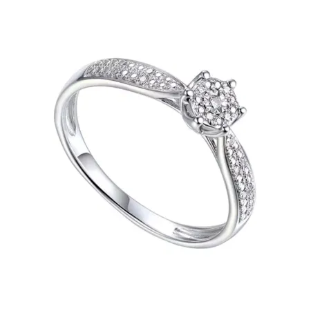 Pierścionek 585 z Diamentami Białe Złoto Grawer Pierścionek 585 z Diamentami Białe Złoto Grawer