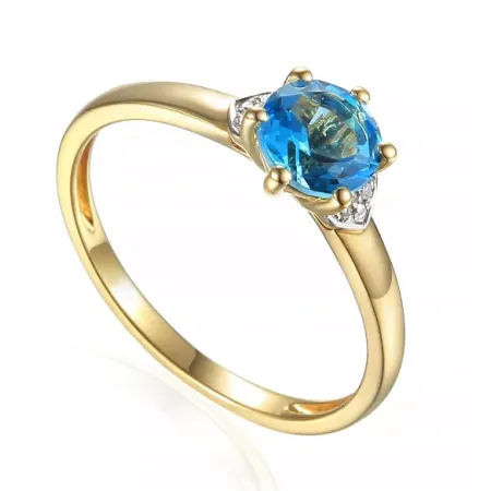 ZŁOTY PIERŚCIONEK pr 585 TOPAZ I DIAMENTY GRAWER ZŁOTY PIERŚCIONEK pr 585 TOPAZ I DIAMENTY GRAWER