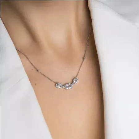 Naszyjnik 585 Białe Złoto z Diamentami na Prezent Naszyjnik 585 Białe Złoto z Diamentami na Prezent