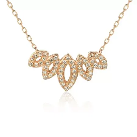 Modny 14K Naszyjnik Diamenty Różowe Złoto Modny 14K Naszyjnik Diamenty Różowe Złoto