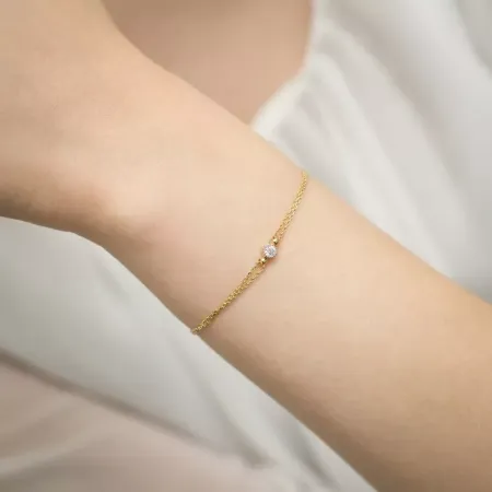 Złota Elegancka Bransoletka Brylant Próba 585 Złota Elegancka Bransoletka Brylant Próba 585
