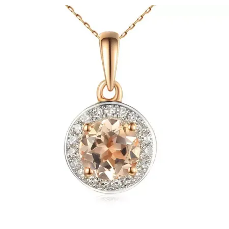 ZŁOTA 585 ZAWIESZKA MORGANIT Z DIAMENTAMI ZŁOTA 585 ZAWIESZKA MORGANIT Z DIAMENTAMI
