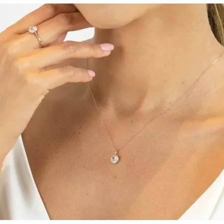 ZŁOTA 585 ZAWIESZKA MORGANIT Z DIAMENTAMI ZŁOTA 585 ZAWIESZKA MORGANIT Z DIAMENTAMI