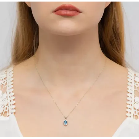 Zawieszka Topaz London Blue Brylanty Białe Złoto Zawieszka Topaz London Blue Brylanty Białe Złoto