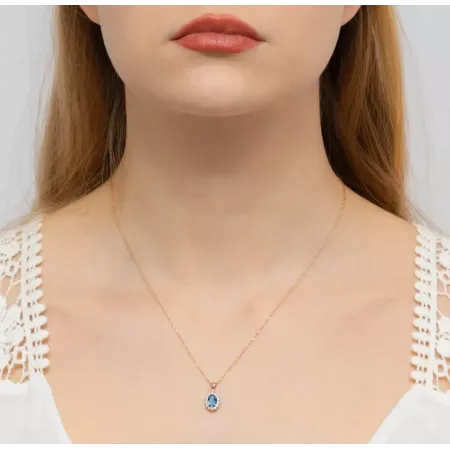 Zawieszka Topaz London Blue Brylanty Różowe Złoto Zawieszka Topaz London Blue Brylanty Różowe Złoto