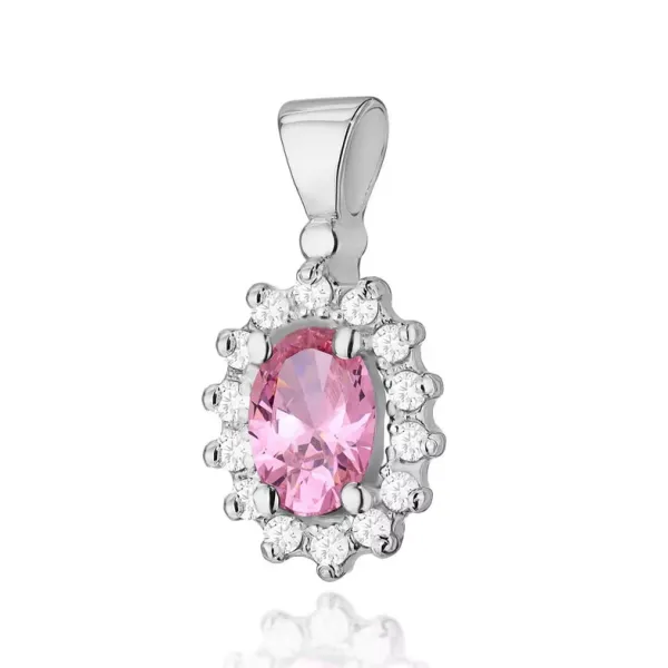 Zawieszka Topaz Różowy Brylanty Białe Złoto 585
