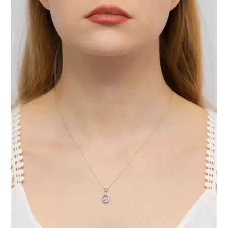 Zawieszka Topaz Różowy Brylanty Białe Złoto 585 Zawieszka Topaz Różowy Brylanty Białe Złoto 585