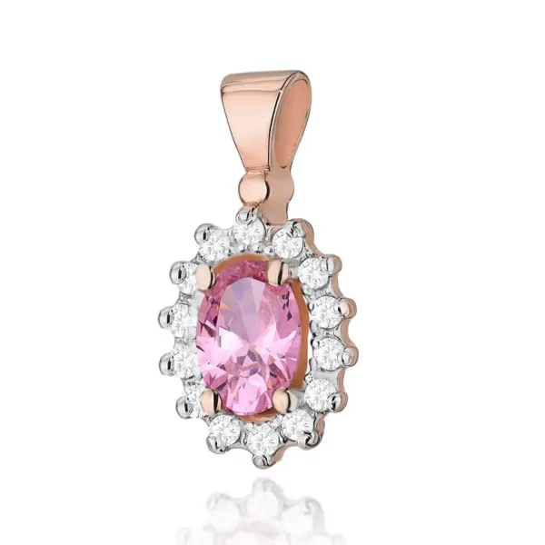 Zawieszka Topaz Różowy Brylanty Różowe Złoto 585