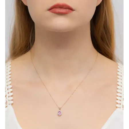 Zawieszka Topaz Różowy Brylanty Różowe Złoto 585 Zawieszka Topaz Różowy Brylanty Różowe Złoto 585