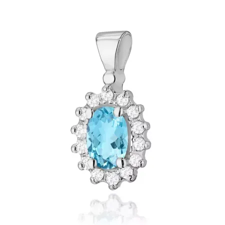 Zawieszka Topaz Brylanty Białe Złoto Próba 585 Zawieszka Topaz Brylanty Białe Złoto Próba 585