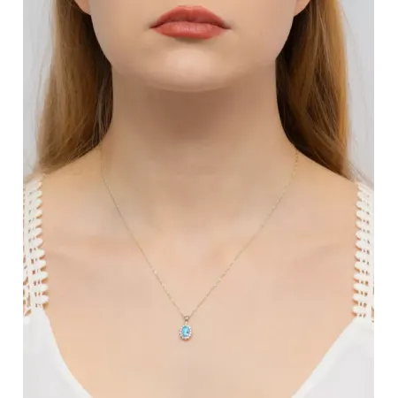 Zawieszka Topaz Brylanty Białe Złoto Próba 585 Zawieszka Topaz Brylanty Białe Złoto Próba 585